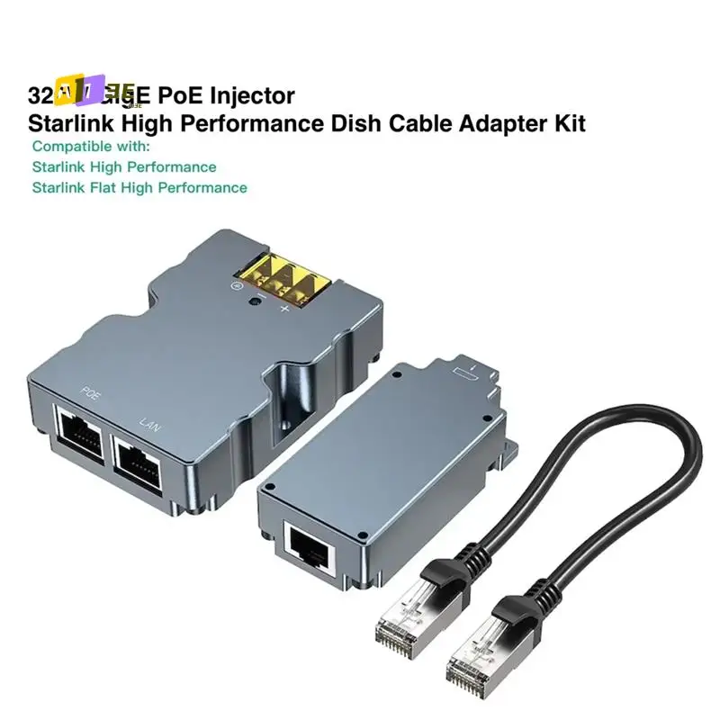 

A03E-For Starlink High Performance 320W Gigabit Poe Injector DC48V Dish To RJ45 Adapter Combo Kit For Starlink Flat