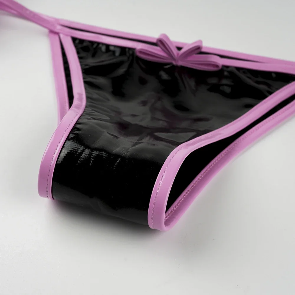 바비 귀여운 소녀 핑크 블랙 격자 무늬 비키니 수영복 여자 3 포인트 속옷 세트 의상 코스프레