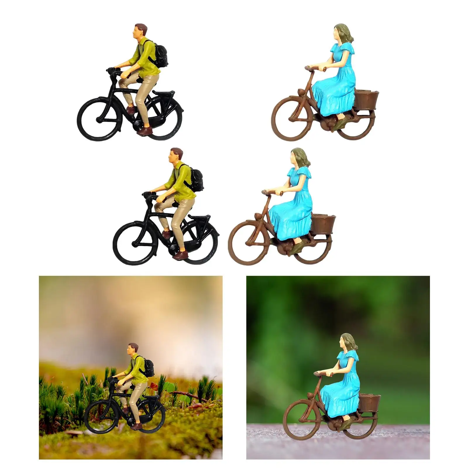 Resin 1/87 Scale Cyclist Figures Mini People Model Ornament Tiny People for DIY Scene Diorama Dollhouse Layout Decor