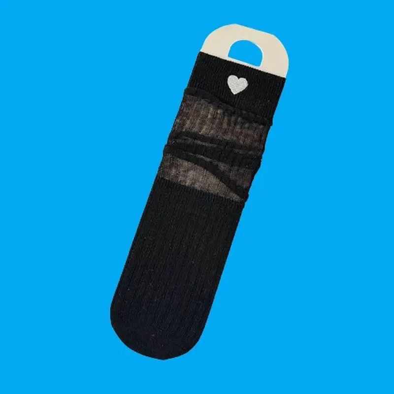 2/5 Pairs Breathable Japanese Sweet College Socks Love Spring and Summer Double Needle Thin Middle Tube 2024 Mesh Stacked Socks