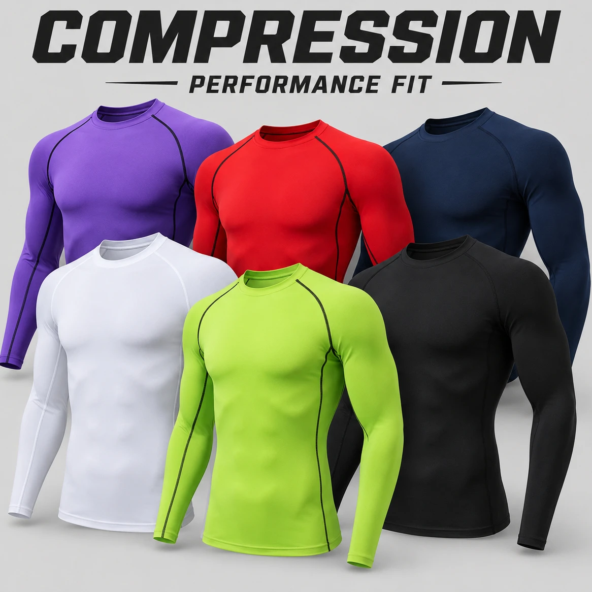 Men's Running Compression Top Quick Dry Breathable Long Sleeve Gym Shirt Fitness Workout Base Layer Autumn Winter Wear Tee Fit