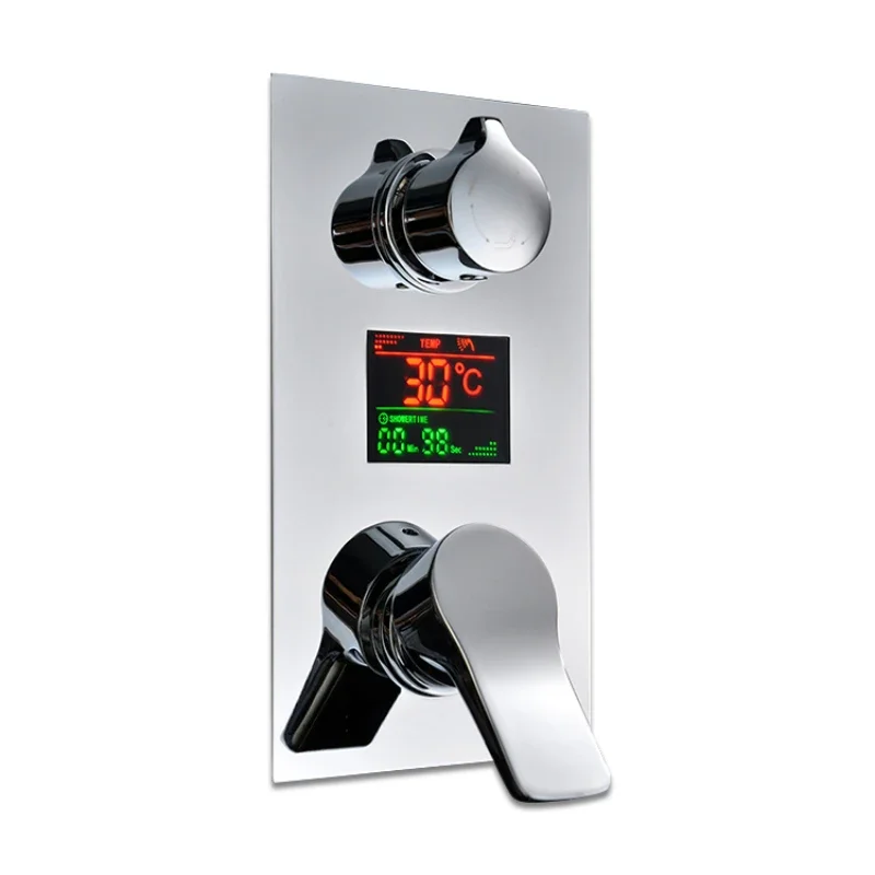 Dual Function Digital Display Rain Shower System Chrome Brass Shower Mixer Control Valve