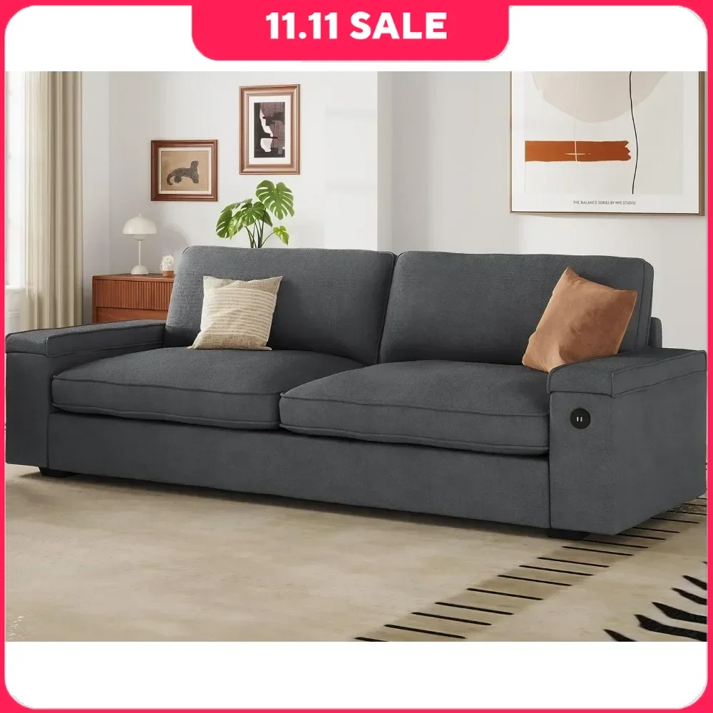 Modern Couch with Storage and 2 USB Charging Ports Oversized Loveseat Sofa with Removable Sofa Cover Deep Seat Sofa