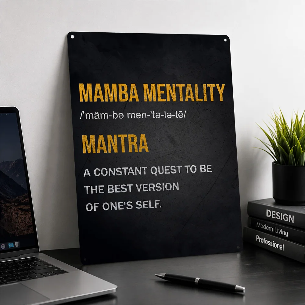 Mamba Mentality Poster Sports Wall Art Personalized Vintage Metal Tin Sign for Man Cave Gym Home Decor Fan Gift Room Decoration