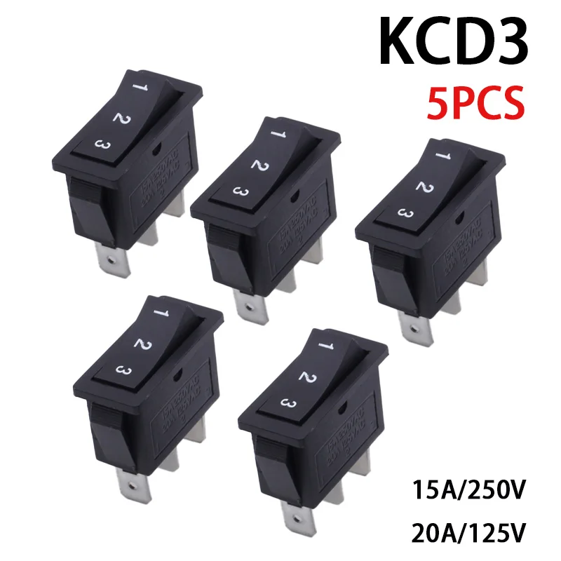 

5PCS Ship Switch KCD3 Ship Rocker Power Button Single-pole Double-throw Three-gear Three-pin 16A/250V20A/125V