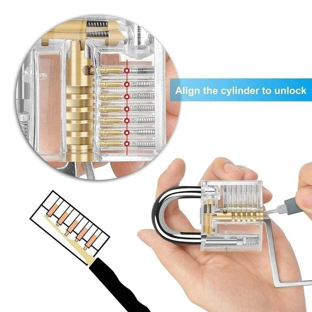 1Set Transparent Lock Picking Set Padlock Hardware Waterproof Multifunctional Training Locks Set For Hand Tools Locksmith Tools