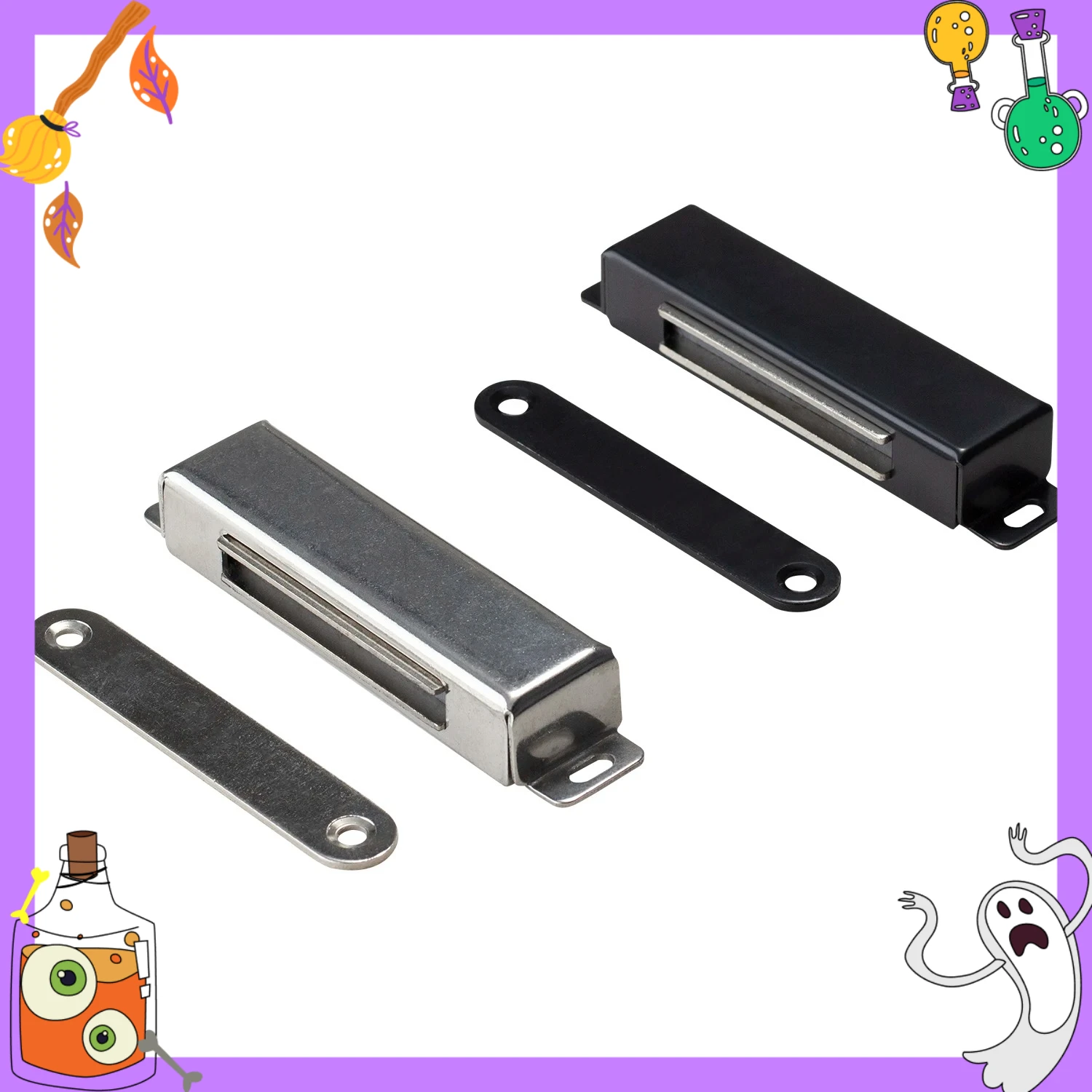 2PCS Stainless Steel Supper Powerful Door Magnet Catch Strong Black Magnetic Latch for Doors door closer