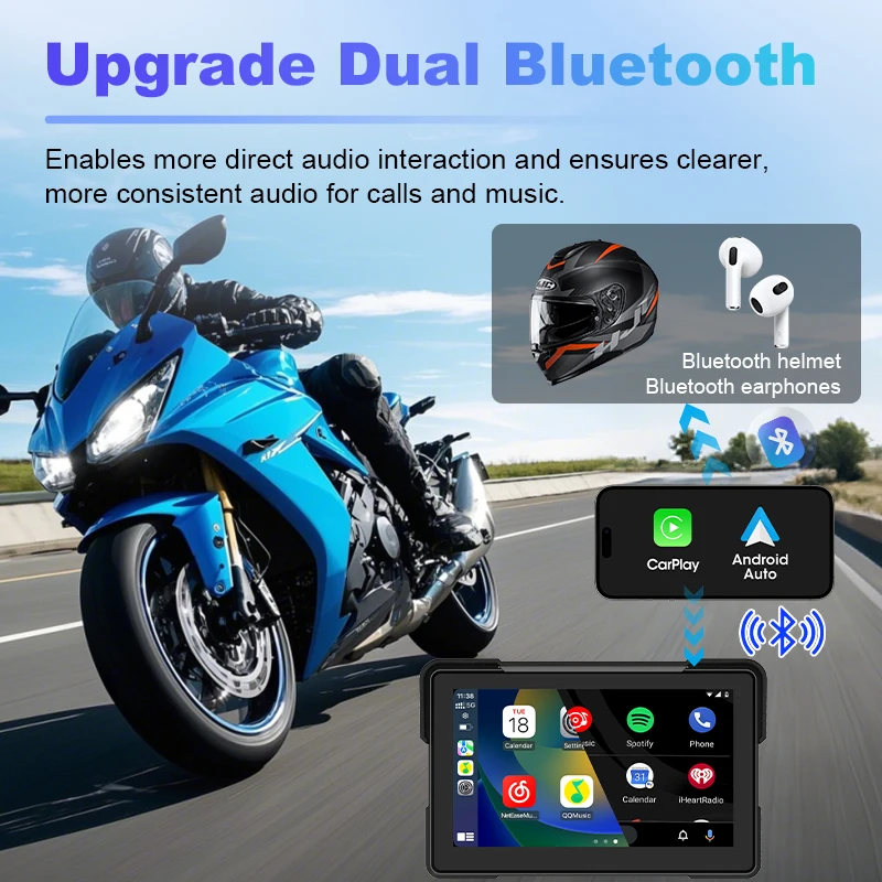 For BMW Motorcycle Carplay GPS Navigation Wireless Carplay Android Auto Dual Bluetooth For BMW R1200GS ADV/ R1250GS ADV/S1000XR
