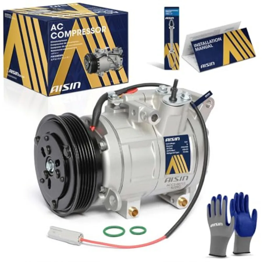 

Aftermarket AC compressor for Mazda 3 2010-2013 2.0L: aluminum housing, black finish, 5-groove pulley with clutch for reliable