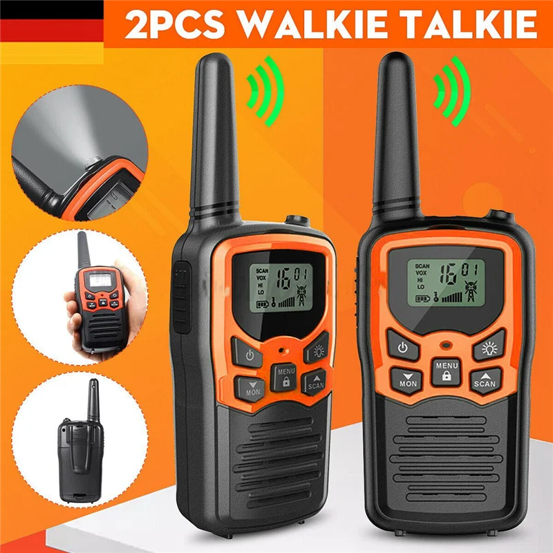 Newest  2Pcs Handheld Walkie Talkie Radio 22 Channels Set 10 Km Uhf 400-470 Mhz Dual Band Long Range Communication Transceiver