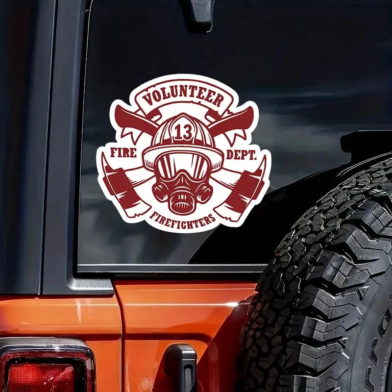 JT196# 1pc Volunteer Firefighter Creative Vinyl Waterproof Decal Sticker Decal For Car, Laptop, Wall Window, Bumper Sticker