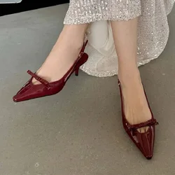 Eilyken Fashion Pointed Toe Woman Pumps Sandals Slingbacks Buckle Strap Thin Heels Elegant Female Wedding Party Mules Shoes