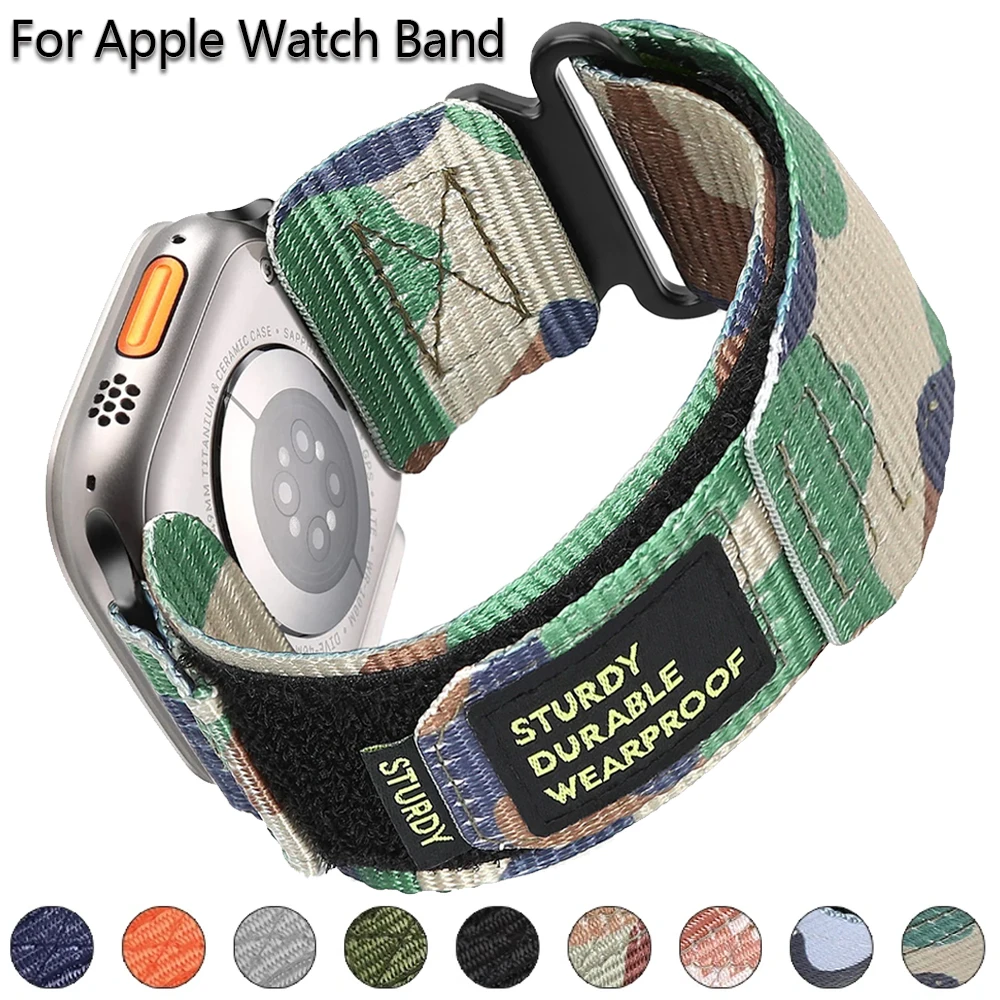 

Ремешок нейлоновый для Apple Watch Band 49 мм 44 мм 41 мм 45 мм 40 мм 42 мм, тактический спортивный браслет для Iwatch Ultra 2 Series 9 8 7 6 SE 5 4 3