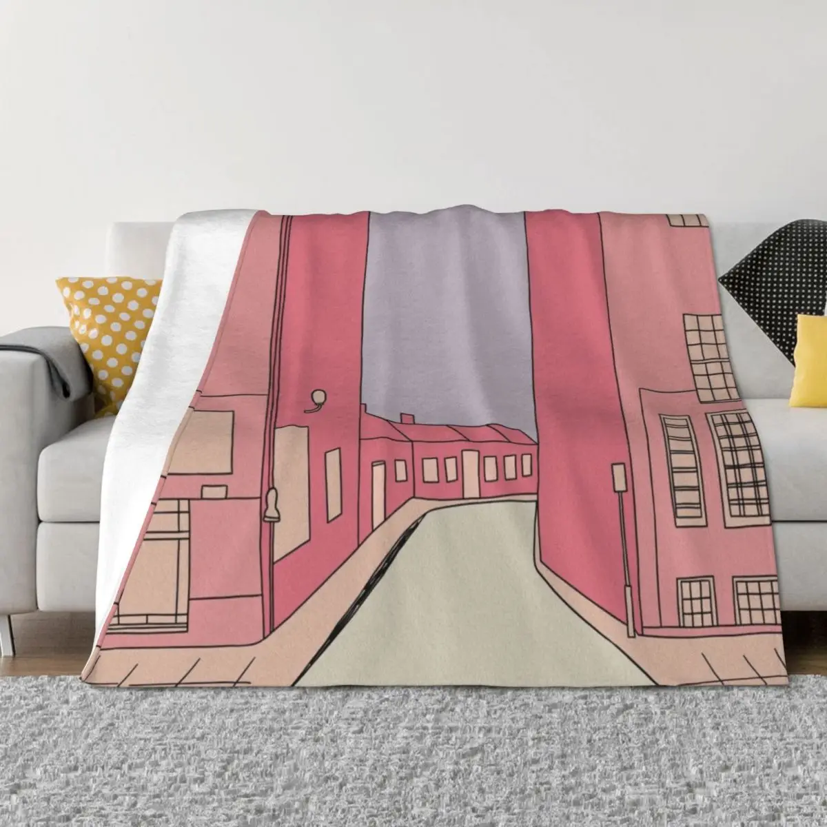 

Pink Streets Throw Blanket Summer Beddings Luxury Thicken Sofas Blankets