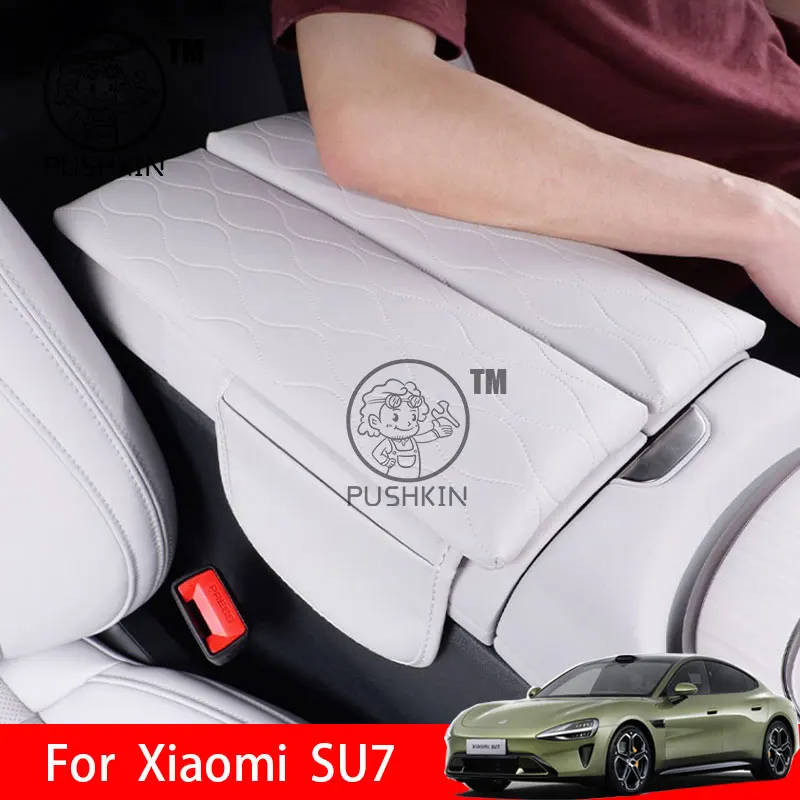 

For Xiaomi SU7 2024 2025 2026 Car Styling Interior Armrest Anti-dirty Pad Cover Sticker PU Leather Cover Modificated Accessories