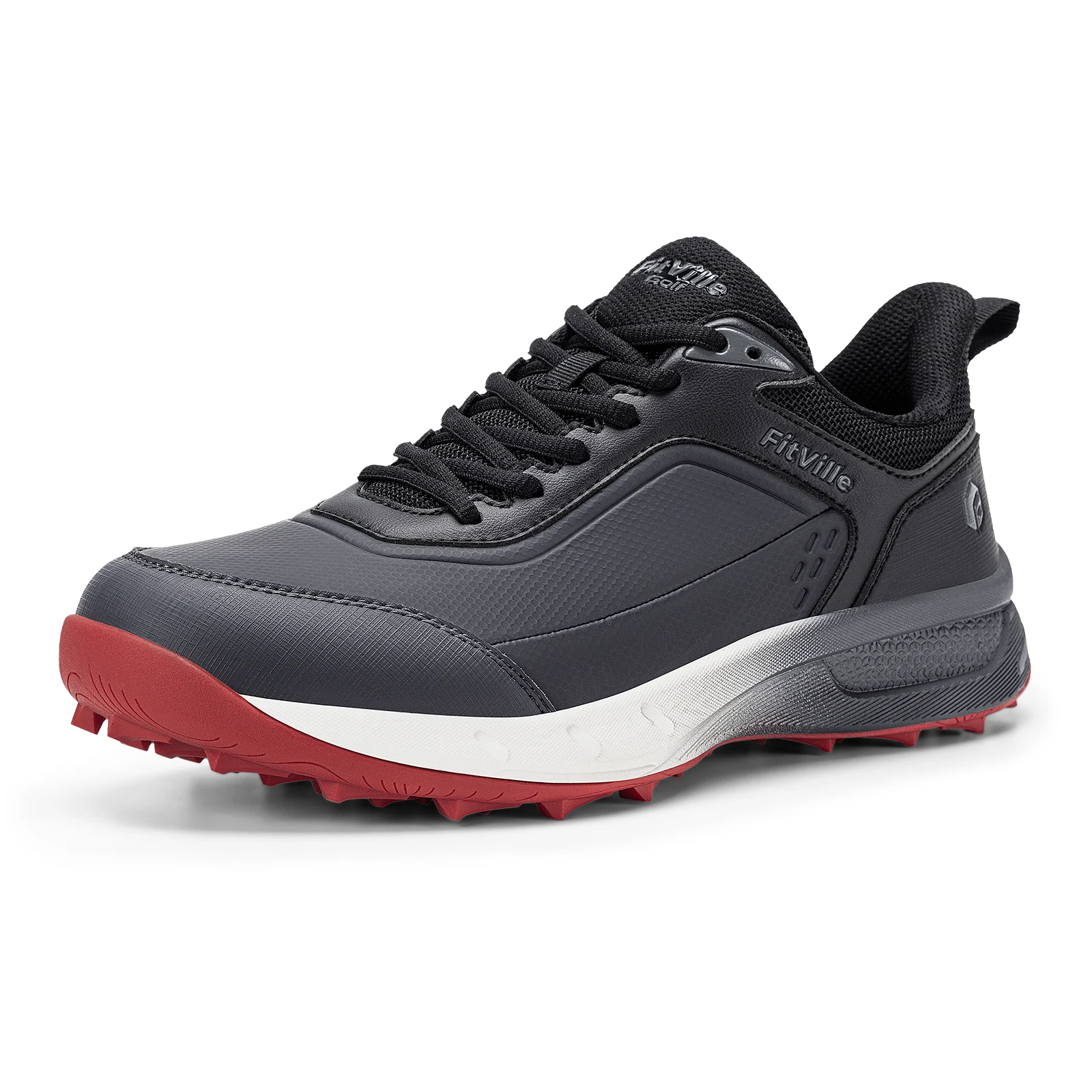 FitVille Men'S Wide Waterproof Spikeless Golf Shoes, High Traction Anti-Slip Sole, Shock Absorption Cushioning Arch Support Professional Golf Trainers, Roomy Toe Box For Wide & Fat Feet