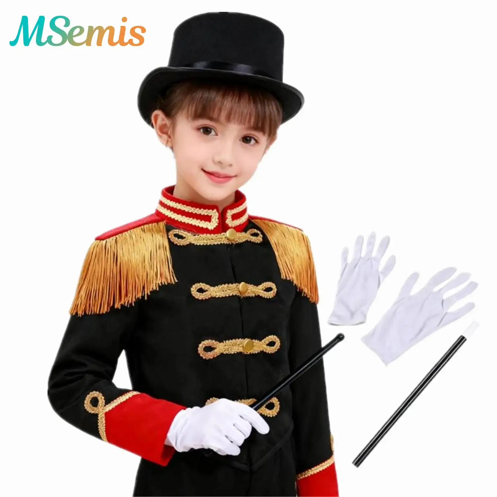 

Girls Circus Ringmaster Cosplay Costume Fringe Tassel Jacket Ringleader Drummer Medieval Magician Cosplay Performance Costume