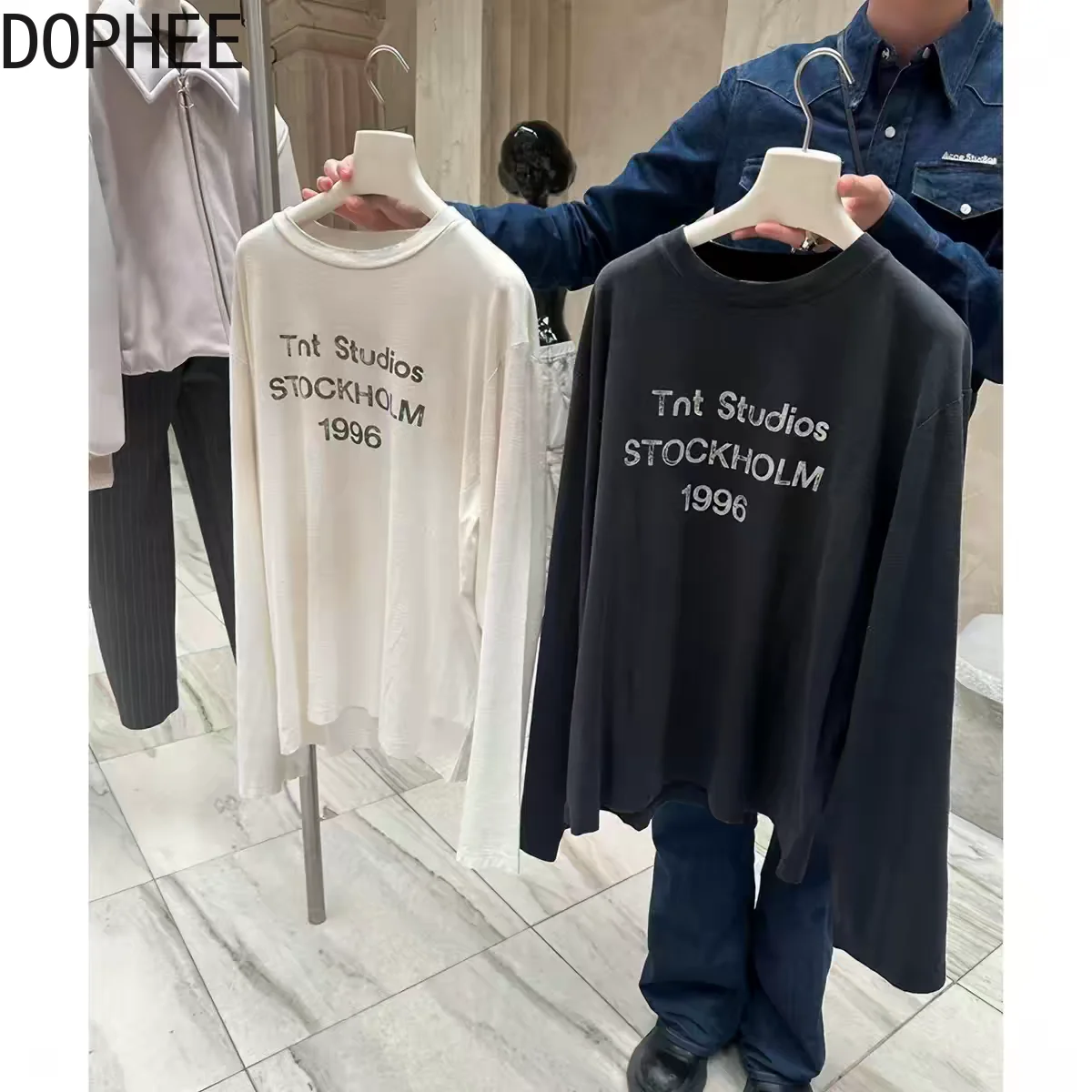 Camiseta Americana de Manga Larga para Primavera y Otoño, Estilo Informal, para Mujer, Talla Grande, Cuello Redondo, Algodón y Lino, Básica