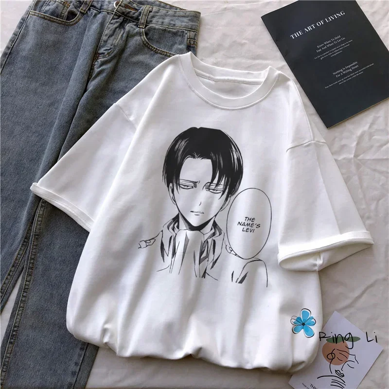 T-Shirt Attaque des Titans AOT pour Femme, Vêtement de Dessin Animé, Levi Ackerman, 2024