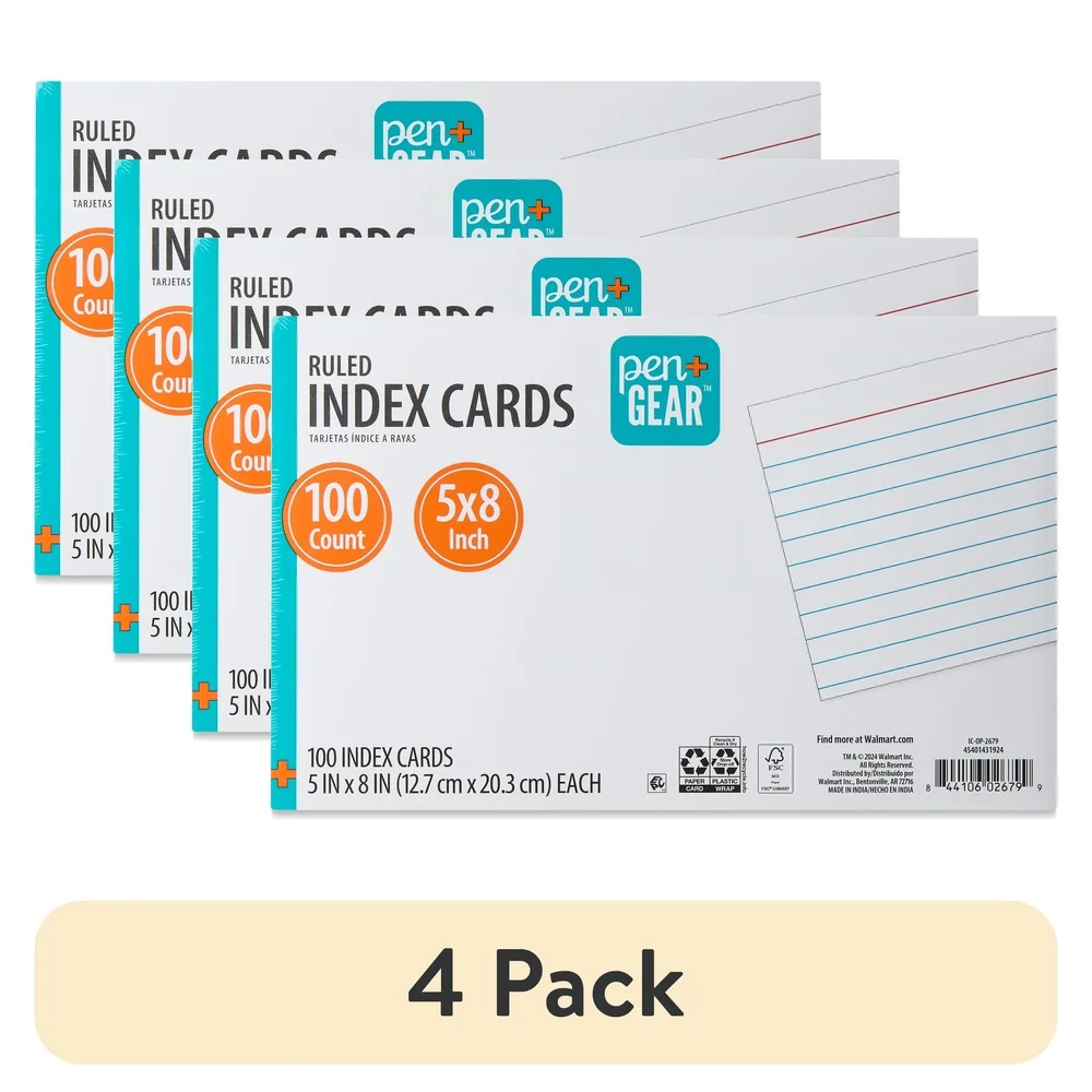 100枚入り罫線入りインデックスカード 5x8インチ 完璧なフラッシュカード メモ取り レシピ 落書き 教室用品 厚手