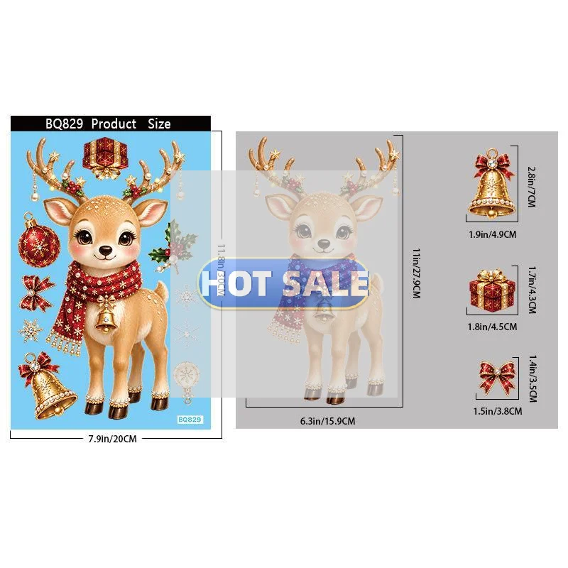 Christmas 2027 New Window Stickers Cute Santa Reindeer Snowman Snowflake Xmas Glass Stickers Winter Home Shop Window Decor Gift