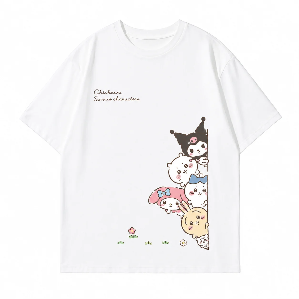 Kawaii Chiikawa Kurimanju Oversize Heavyweight T-Shirt Unisex Lustiges Größentabelle-Cartoon-Loose-Streetwear-Top – Detail 4