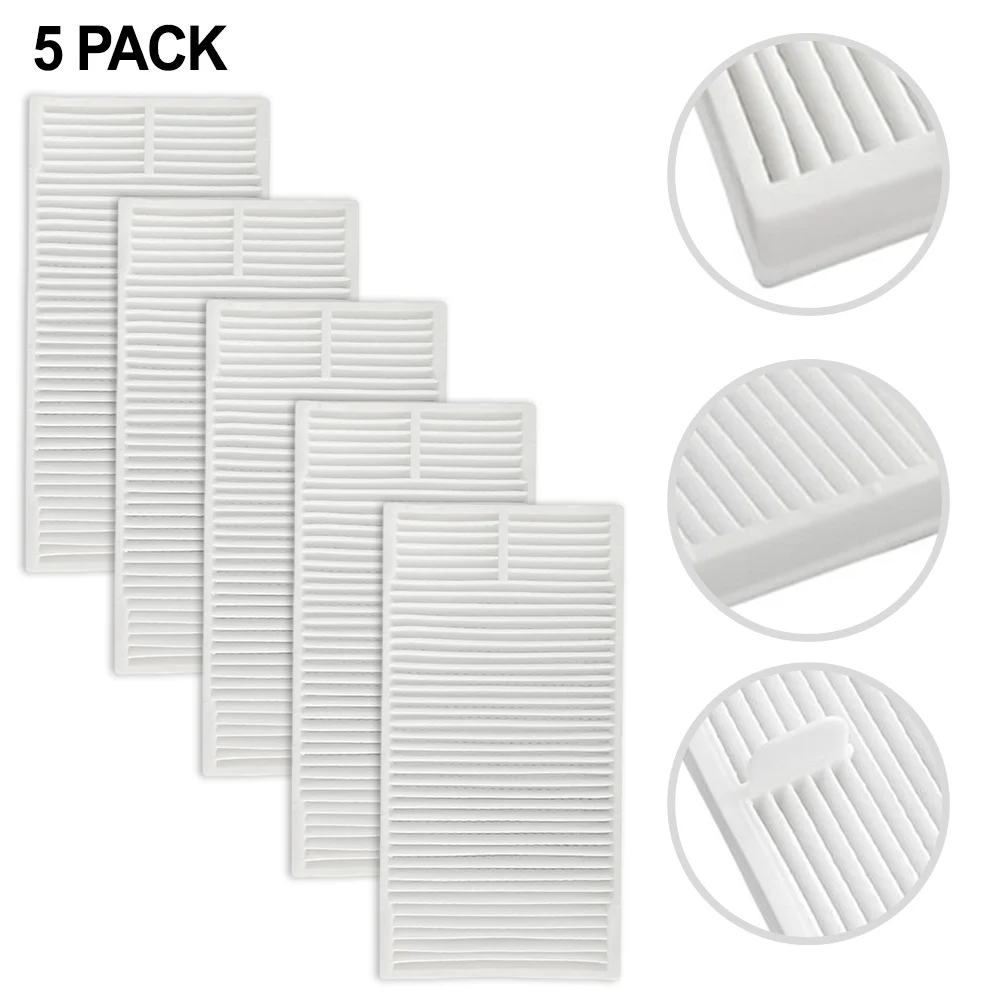 5pcs White Filter Kit For Eureka E20 Plus Robot Vacuum Cleaner Filter Replacement  Home Appliance Accessories