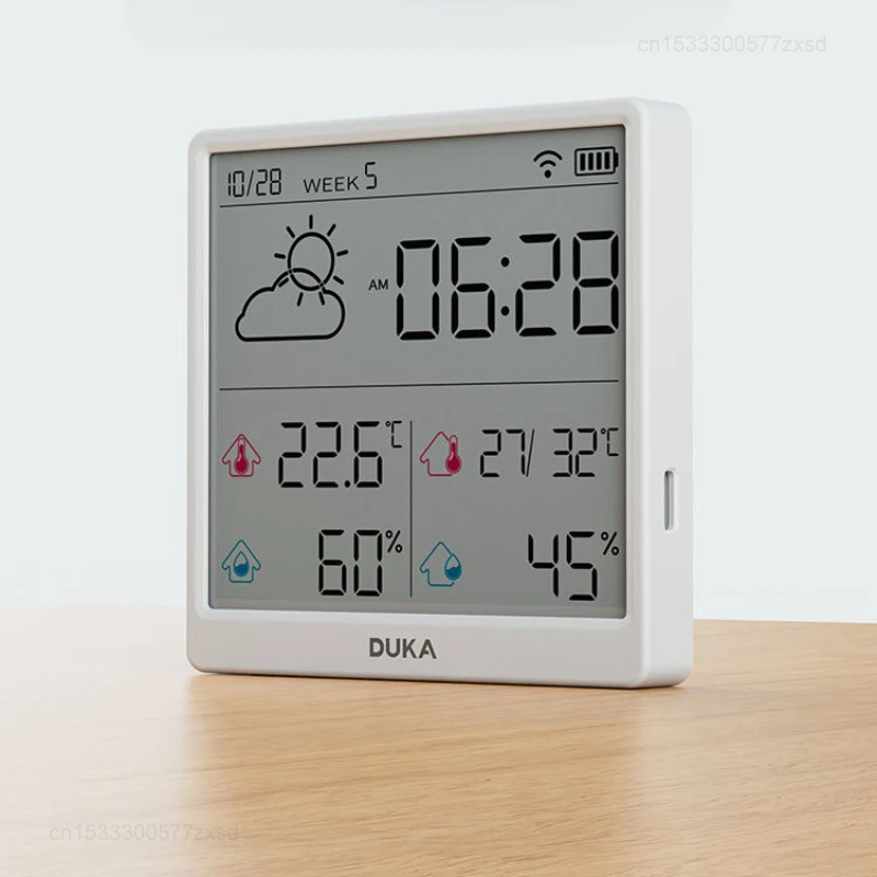 Duka Temperature Humidity Meter Indoor Clock Wifi Smart Home Digital Display Electronic Magnetic Suction Vertical Type