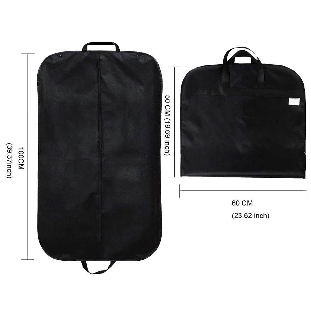 Portable Dustproof Cover Non-woven Garment Suit Bag Clothes Storage Cover Trunk Black Holdall Dress Jacket Dust Protective Cover