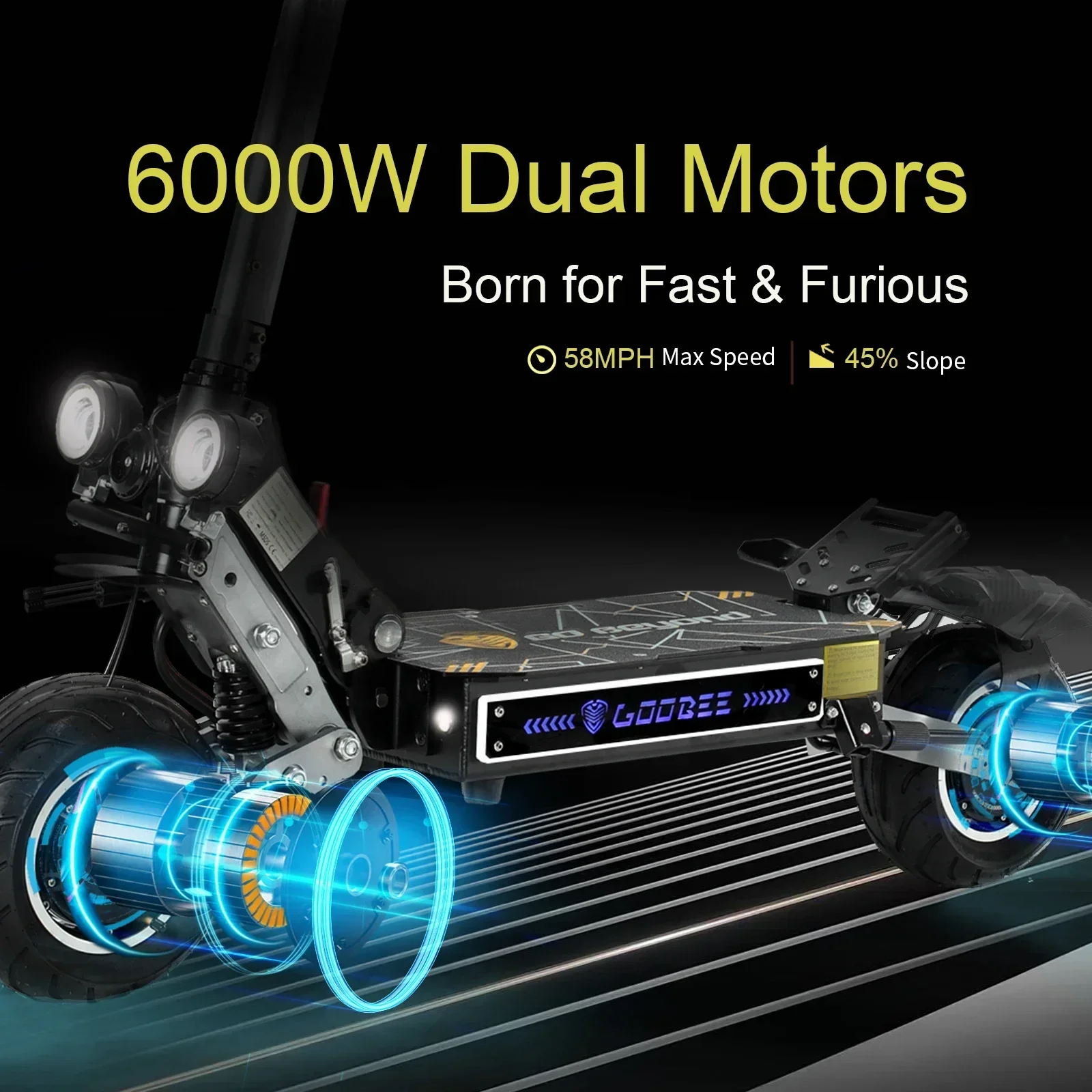 EU 2024 ZonDoo Pro 6000W 60V 38AH Dual Motor Electric Scooter Max Speed 95KM/H Max Mileage 90-110km 11 Inch Road Tyre Escooter