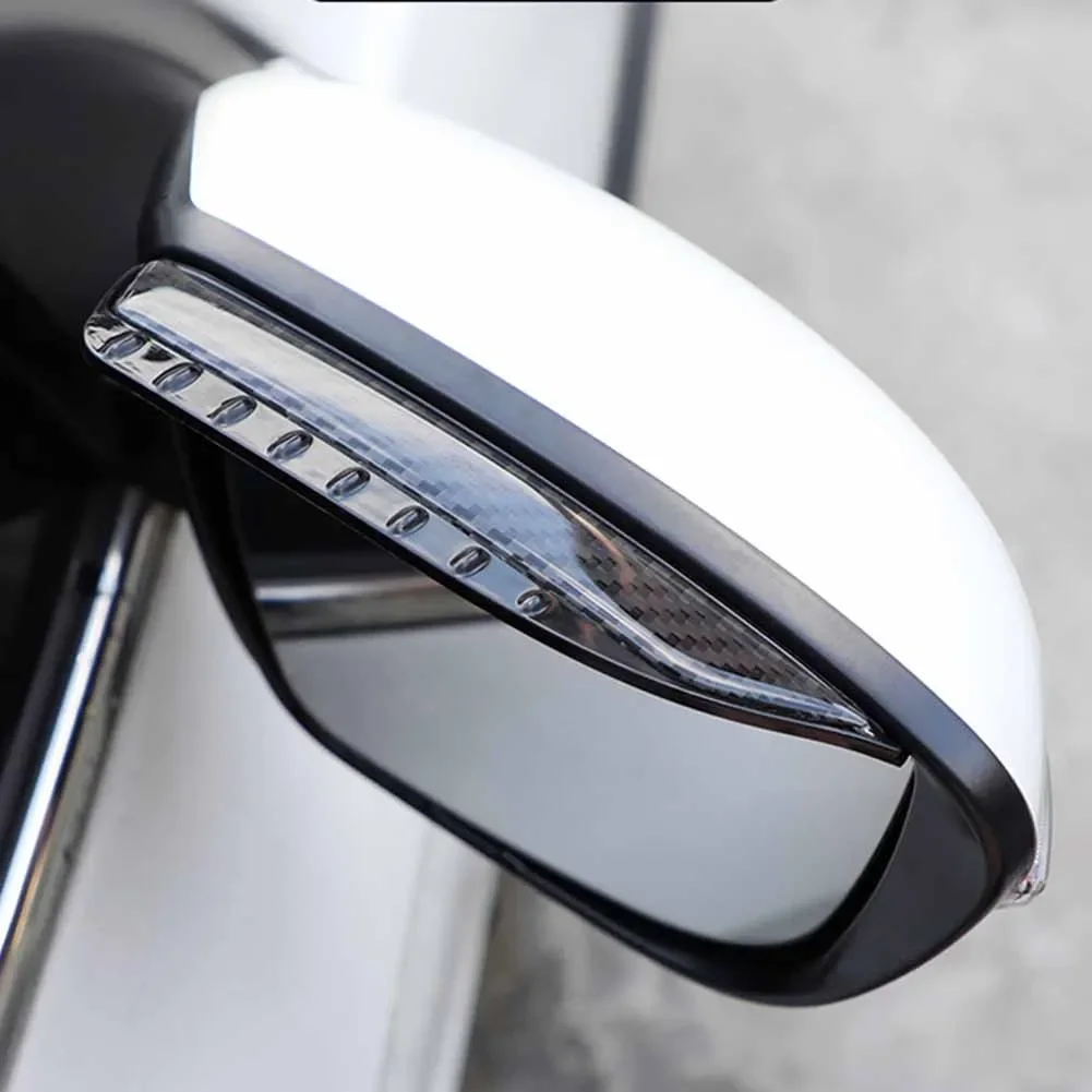 Guard Car Mirror Rain Eyebrow 180*48mm 2Pcs/set Accessory Black Carbon Fiber+PVC For Side Rear View Replacement