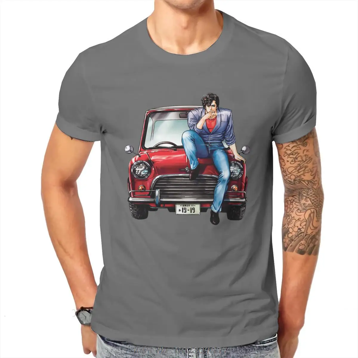 فاسق نيكي لارسون مدينة هنتر أنيمي تي شيرت مطبوع نمط تي شيرت الرجال القطن المتضخم تي شيرت Harajuku الشارع ارتداء