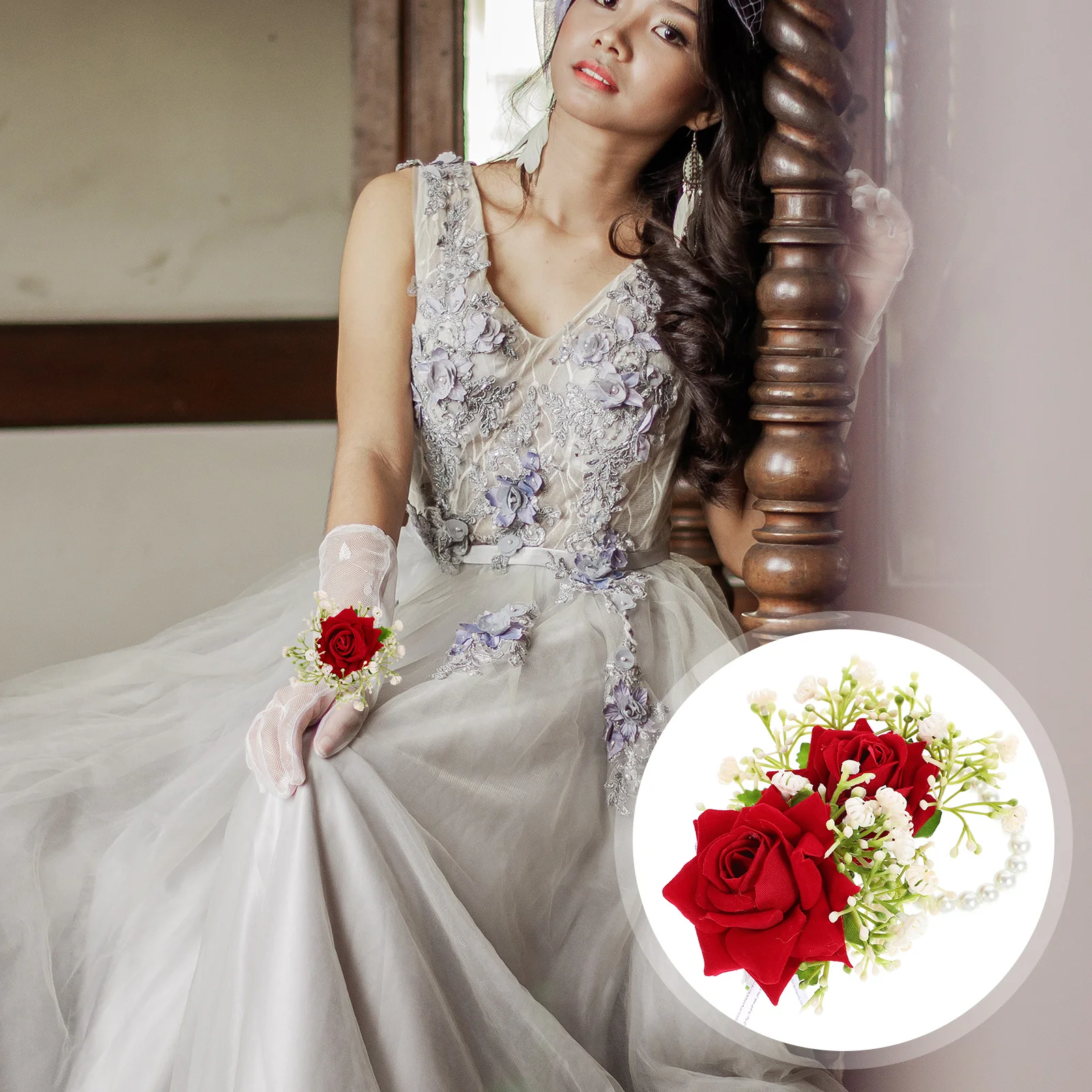 

1 set 1 Set Wrist Corsage Boutonniere Artificial Flower Wedding Accessory Bride Bridesmaid Groom Party Decor Simulation Floral