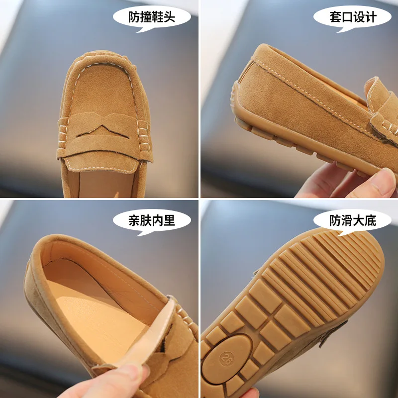 2023 New Kids Penny Loafers Flats Shoes PU Leather Spring Autumn Soft Children Toddle Little Boy Casual Solid Slip On Moccasi