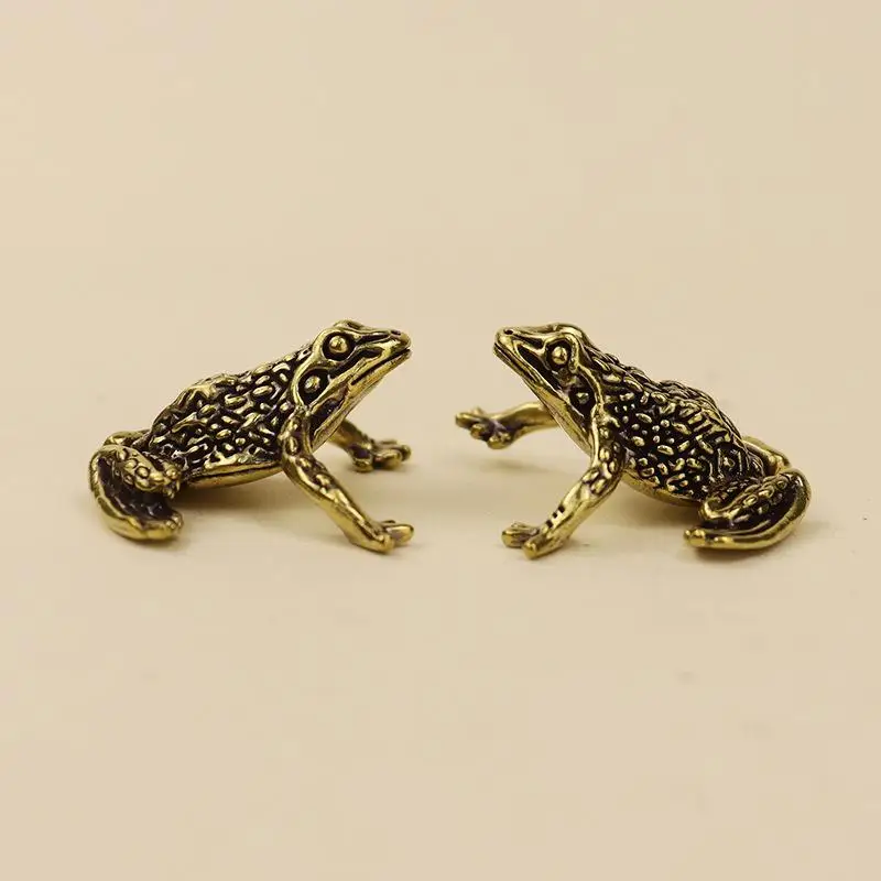 Feng Shui Copper Fortune Brass Toad Figurine Indoor Outdoor Decorative Statue