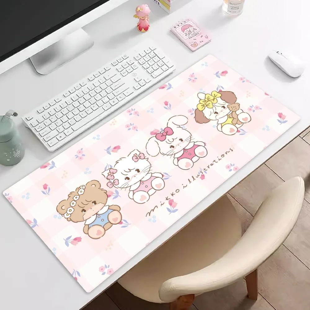 Mikko Illustrations Cute Mousepad Pad Rubber Table Mat Extended Gaming Lock Edge Keyboard Mat