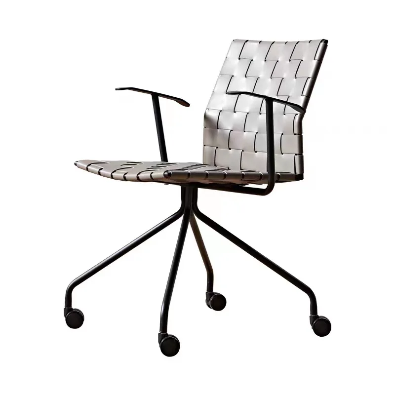 

Industrial style woven office chair with armrest book chair