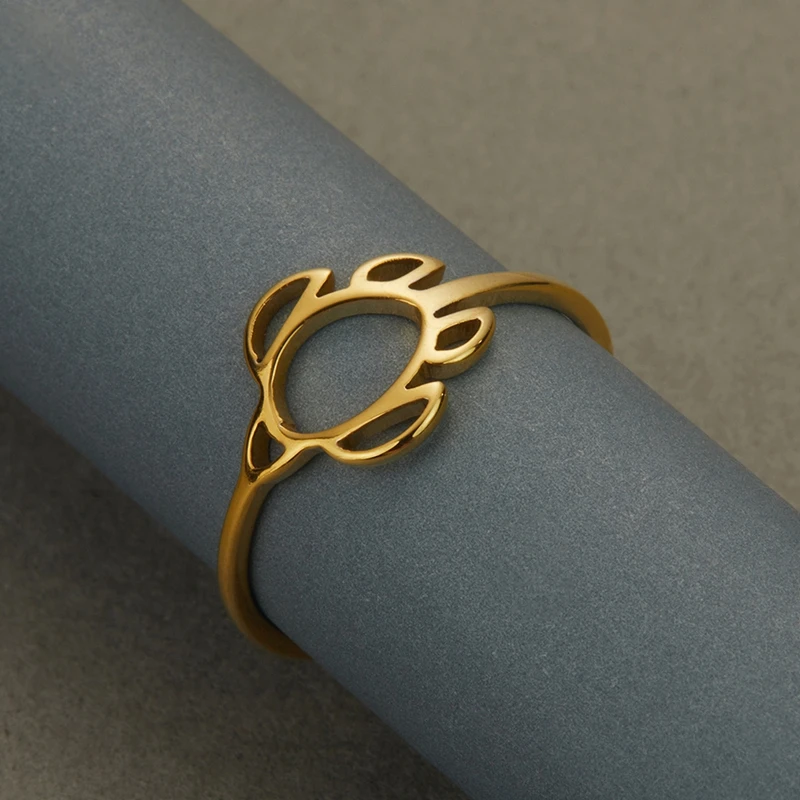 Kinitial Cute Stainless Steel Tiny Sea Turtle Ring For Sister Friend Daughter Ocean Animal Jewelry Birthday Gift