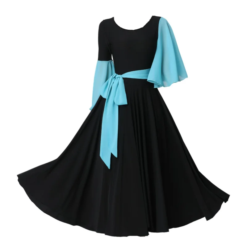 Elegante e confortável dança latina fluindo desempenho traje equipado e versátil vestido de baile de dança quadrada vestido de emagrecimento