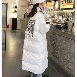 2022 Winter New Long Padded Jacket Women's Korean Version Loose Bread Clothes Warm Padded Padded Jacket