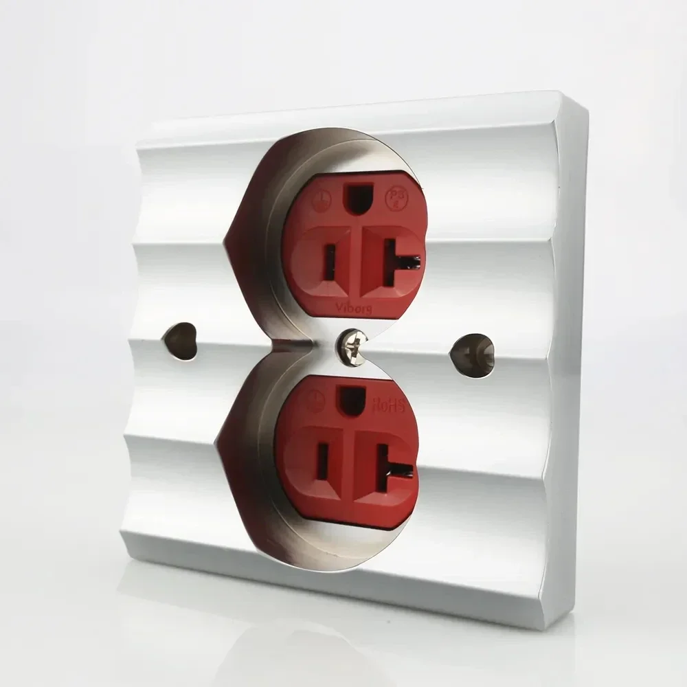 Viborg VM01G Pure Red Copper Gold Plated US AC Power Receptacle Wall Outlet Copper Socket 20A 125V AC