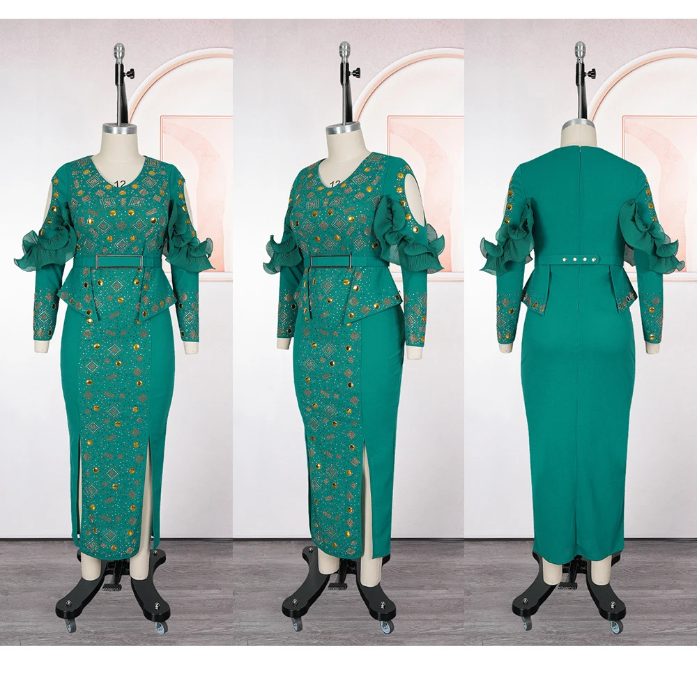 

Diamonds Party Evening Dresses for Women African Luxury Gown Elegant Dubai Turkey Wedding Prom Long Dress Ankara Dashiki Kaftan