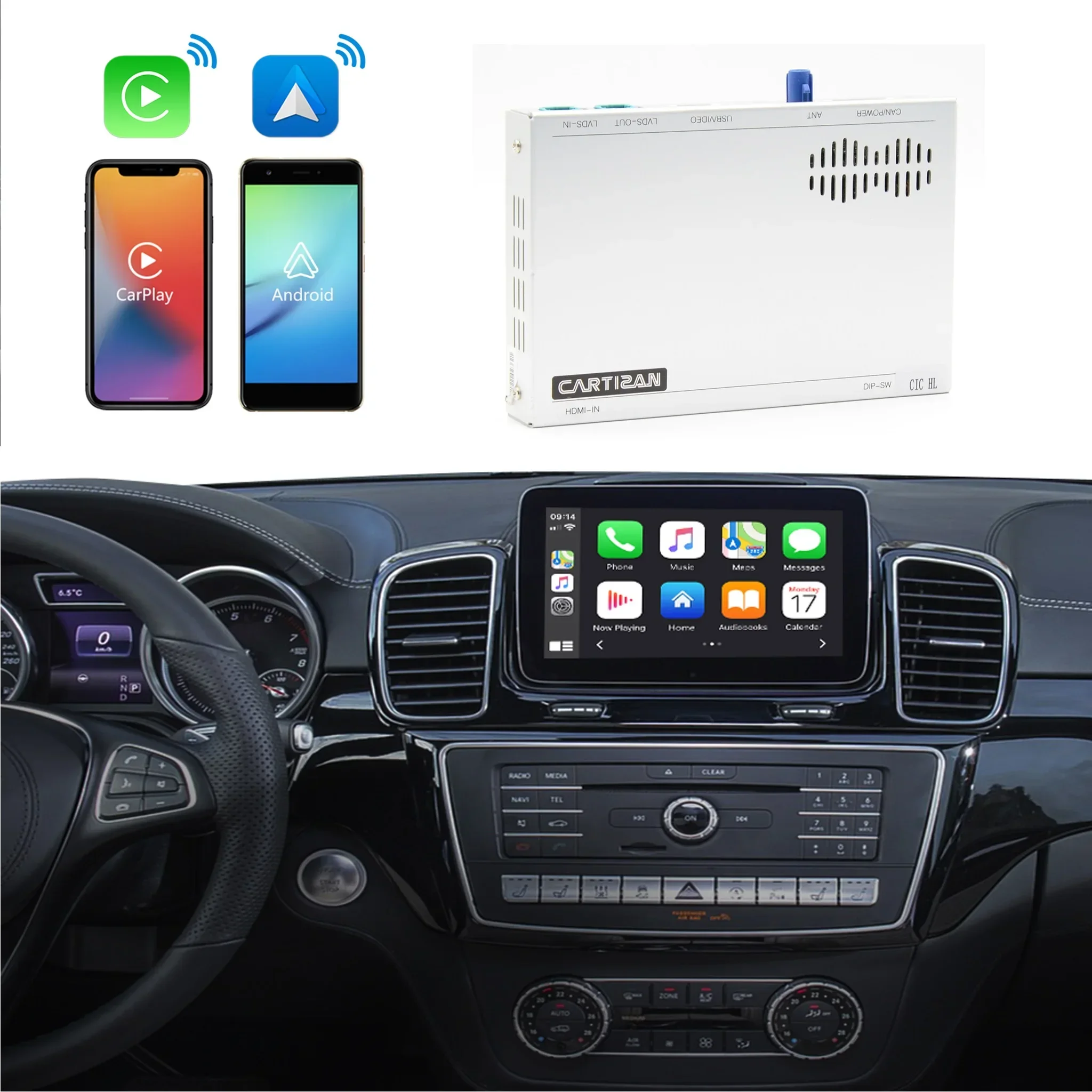 Cartizan Wireless video CarPlay interface support wireless Android Auto Mirorlink  for BMW NBT ID3&ID4 F20 F21 mini cooper