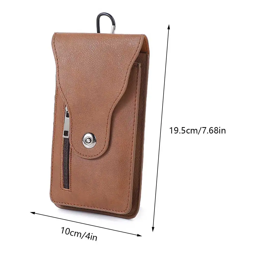 2023 Men\'s Cellphone Business Holsters Belt Pouch Men Soft Leather Waist Wallet Universal Man Mobile Phone Bags with Belt Clip