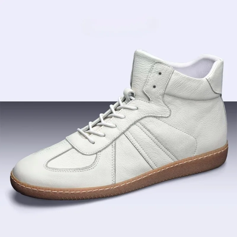 

Designer Luxury High Top Board Shoes Men Soft Soled Wear-resistant Casual Genuine Leather Sport Flats Male Sneakers Breathable