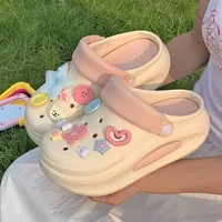Thick Bottomed Woman's Sandals Summer Outer Wear Anti-Slip Height Increasing Beach Shoes Cartoon Anime Pattern Adult Footwear