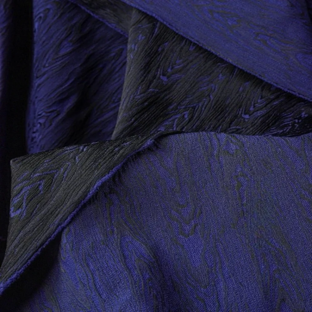 

Wave Wood Jacquard Fabric Black Jacket Bag Clothing Designer Cloth Apparel Sewing Fabric Per Meters Pure Polyester Material