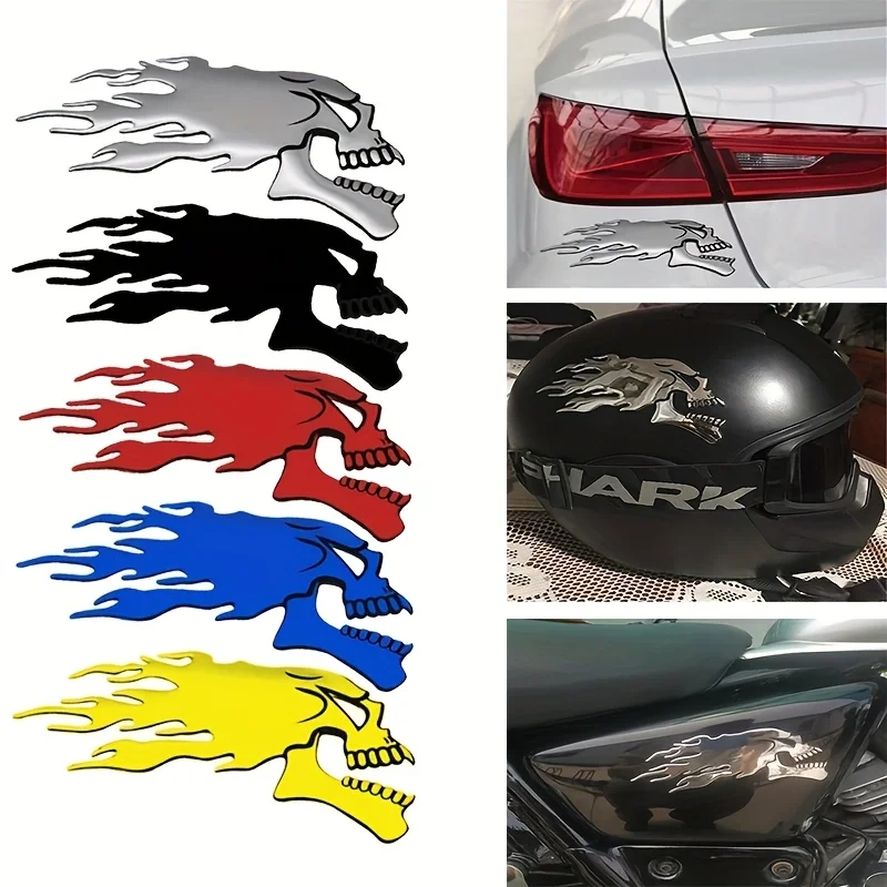 1PC Trailing Skull 3D Sticker Motorcycle Fuel Tank Decal Multicolor Creative Badge for Honda Suzuki Exterior Accessories