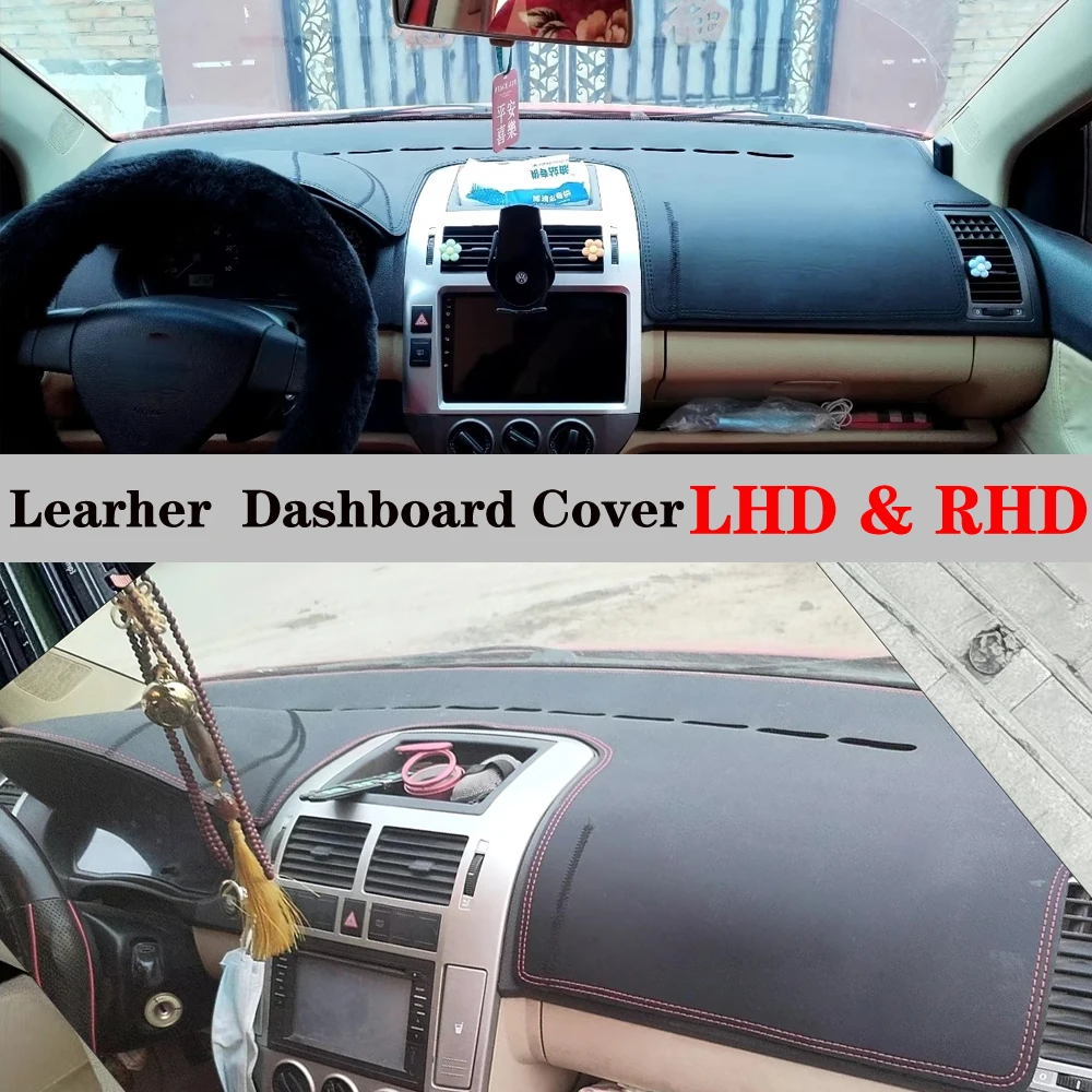 Dashboard Dash Mat Cover PU Leather Anti-Slip Pad Carpet Sunshade Car Accessories For Volkswagen VW POLO MK4 2002 - 2008 9N 9N3