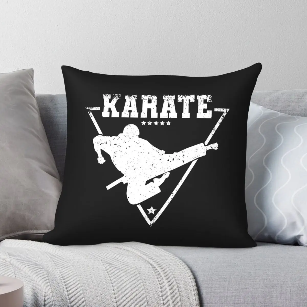 Vintage Karate Martial Square Pillowcase Polyester Linen Velvet Creative Zip Decor Pillow Case Car Cushion Case